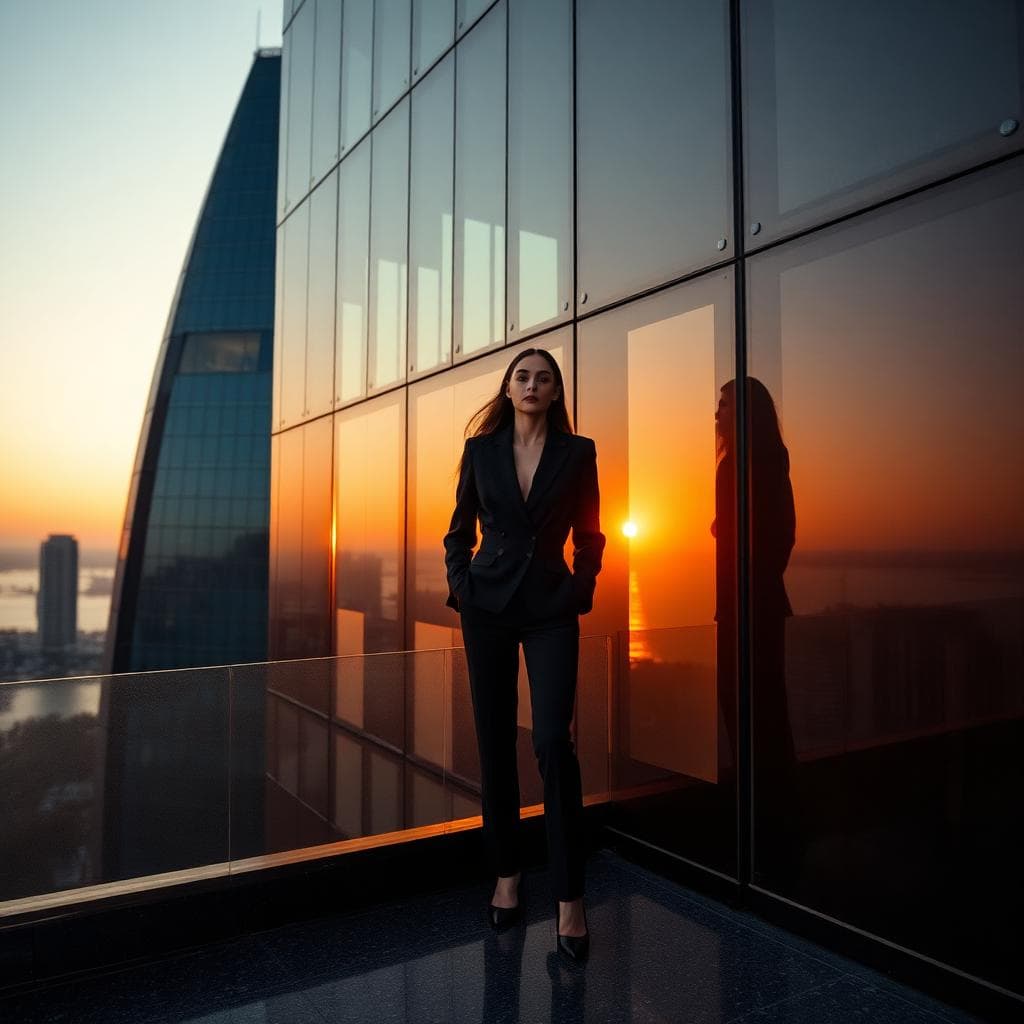 Editorial urban skyline fashion